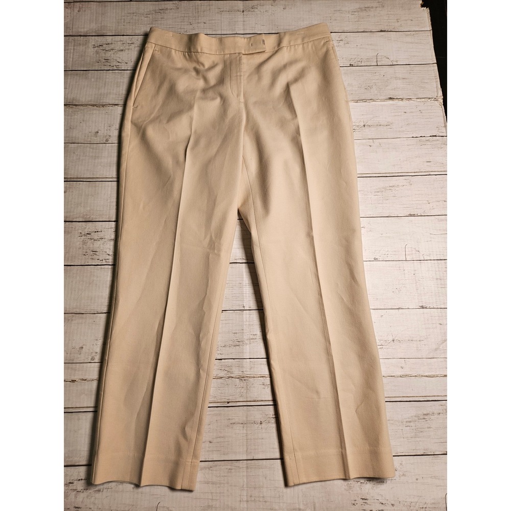 Ann Taylor Womens Sz 6 Beige Straight Leg Cotton Blend Dress Pants Career Slacks